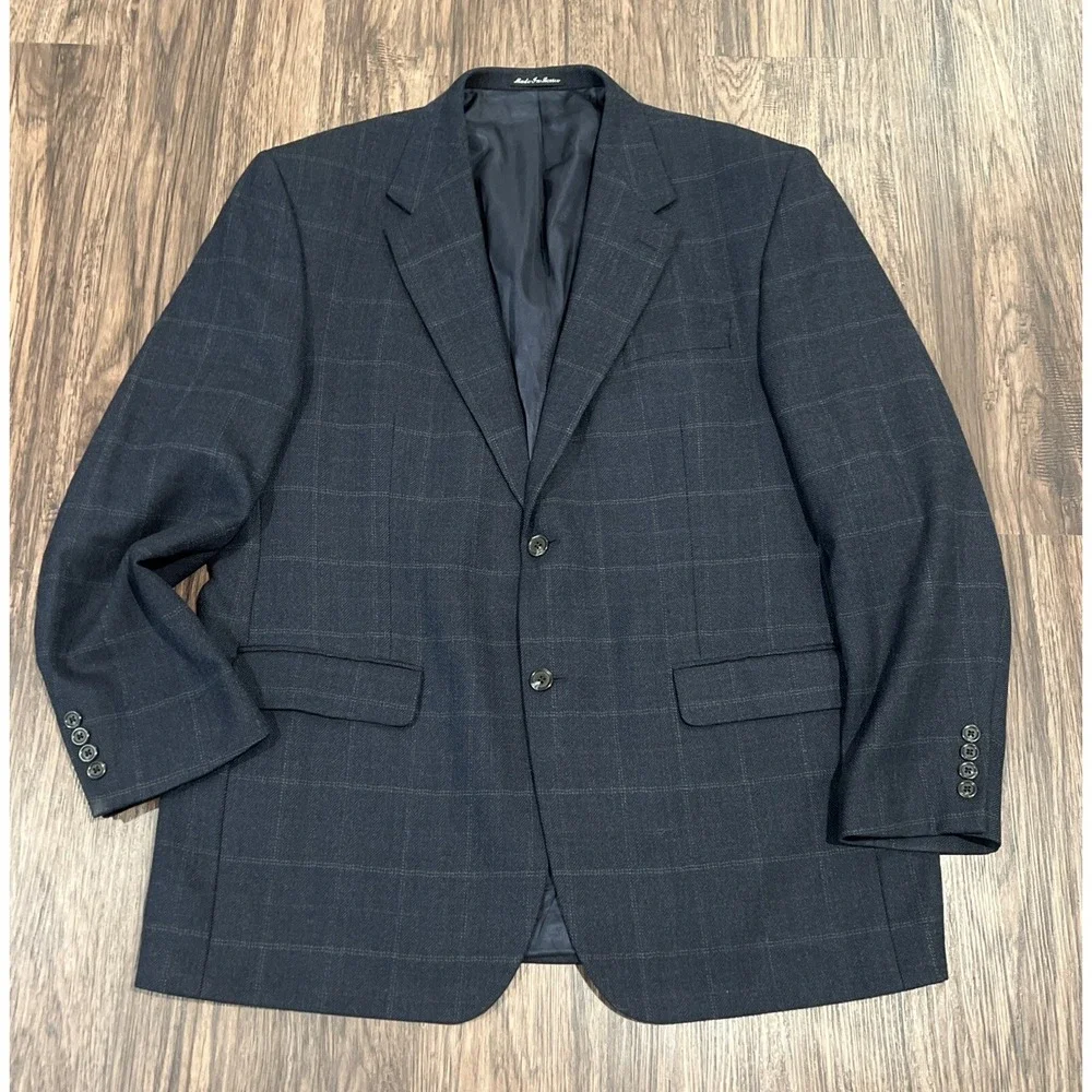 RALPH LAUREN Mens Blazer Sport Coat Two Button Jacket 46L Tartan Plaid Green